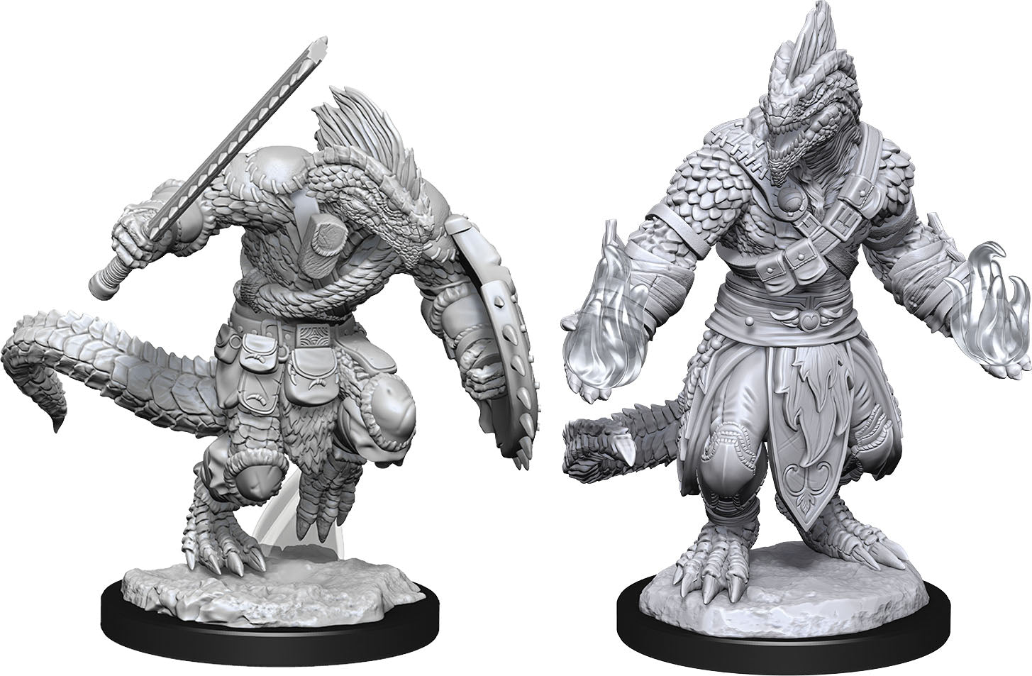 Dungeons & Dragons Nolzur`s Marvelous Unpainted Miniatures: Lizardfolk Barbarian & Lizardfolk Cleric | D20 Games