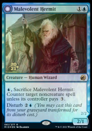 Malevolent Hermit // Benevolent Geist [Innistrad: Midnight Hunt Prerelease Promos] | D20 Games