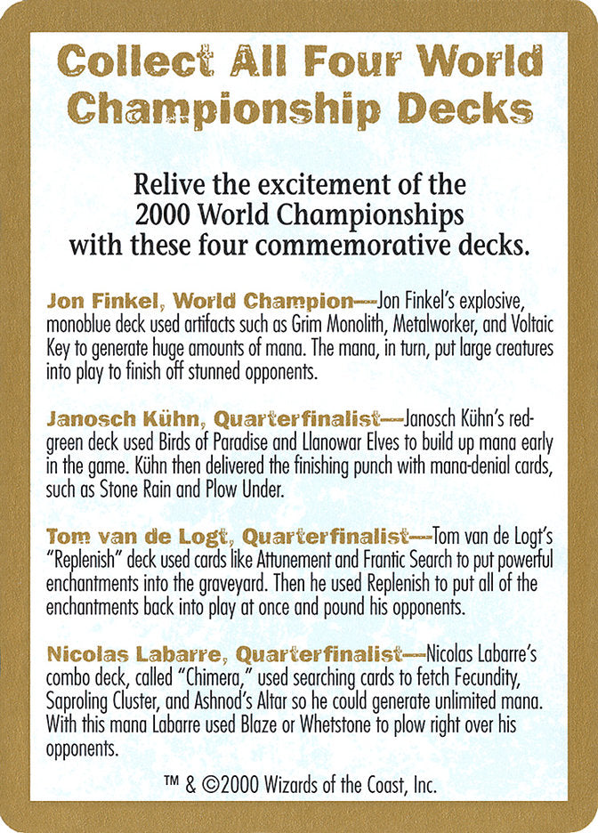 2000 World Championships Ad [World Championship Decks 2000] | D20 Games