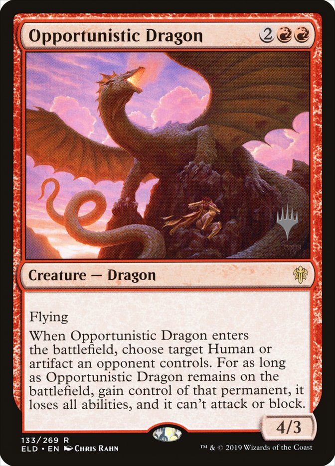 Opportunistic Dragon (Promo Pack) [Throne of Eldraine Promos] | D20 Games