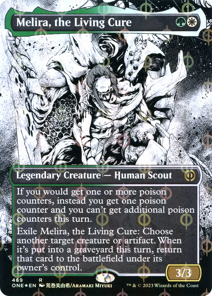 Melira, the Living Cure (Borderless Manga Step-and-Compleat Foil) [Phyrexia: All Will Be One] | D20 Games