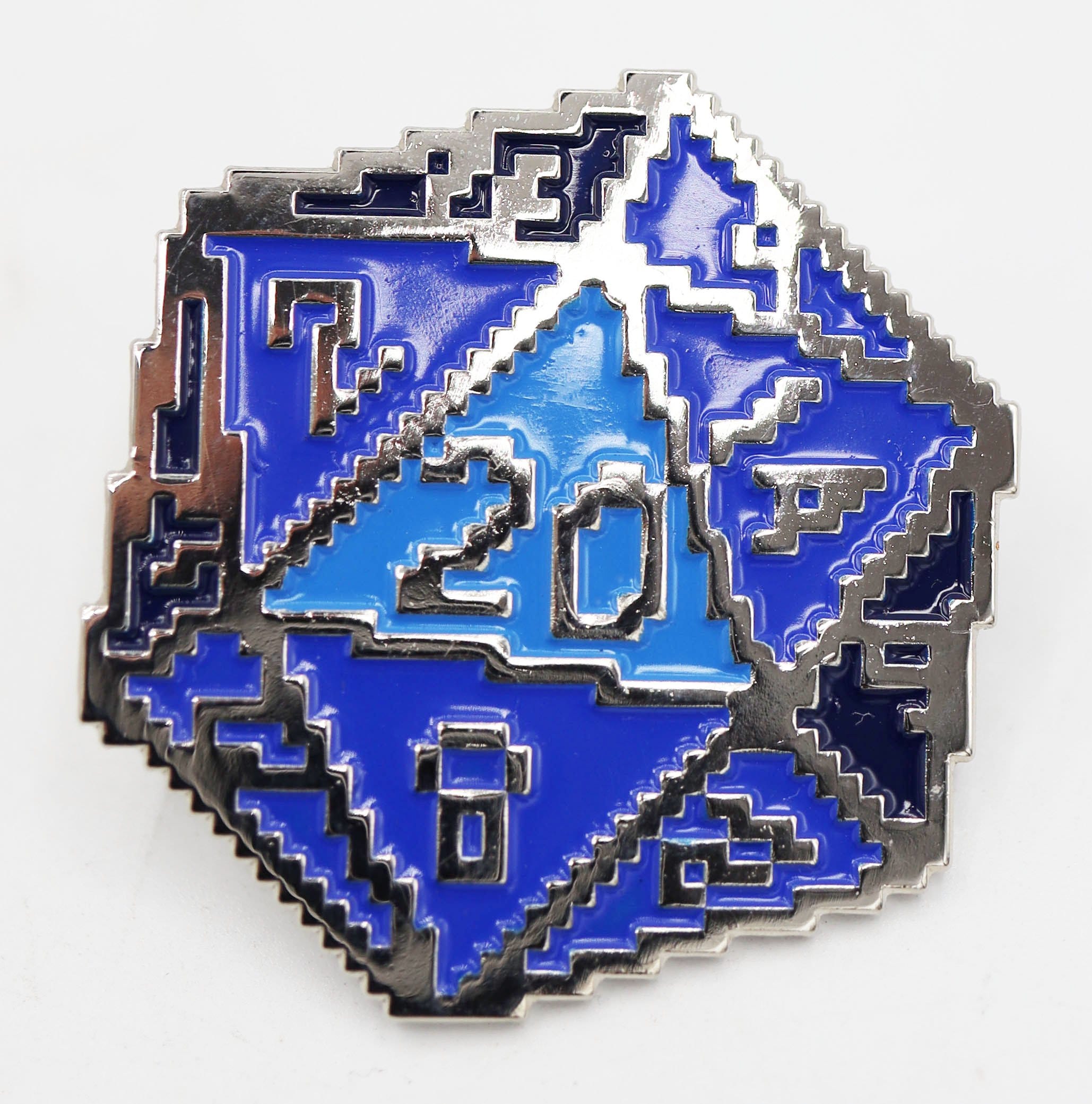 Blue 8 Bit D20 Enamel Pin Enamel Pin Foam Brain Games | D20 Games