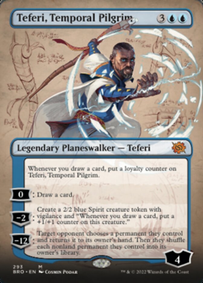 Teferi, Temporal Pilgrim (Borderless Alternate Art) [The Brothers' War] | D20 Games