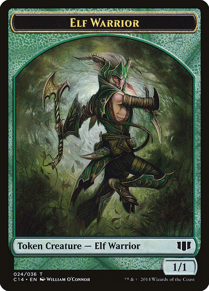 Elephant // Elf Warrior Double-sided Token [Commander 2014 Tokens] | D20 Games