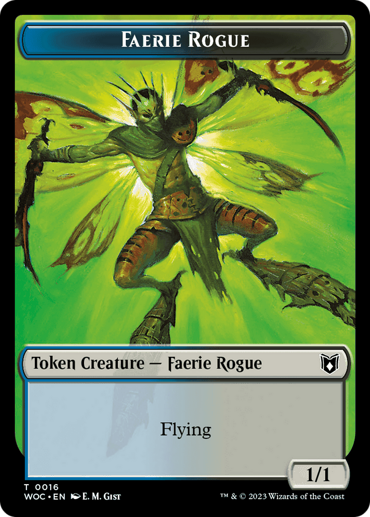 Faerie Rogue // Faerie (0016) Double-Sided Token [Wilds of Eldraine Commander Tokens] | D20 Games