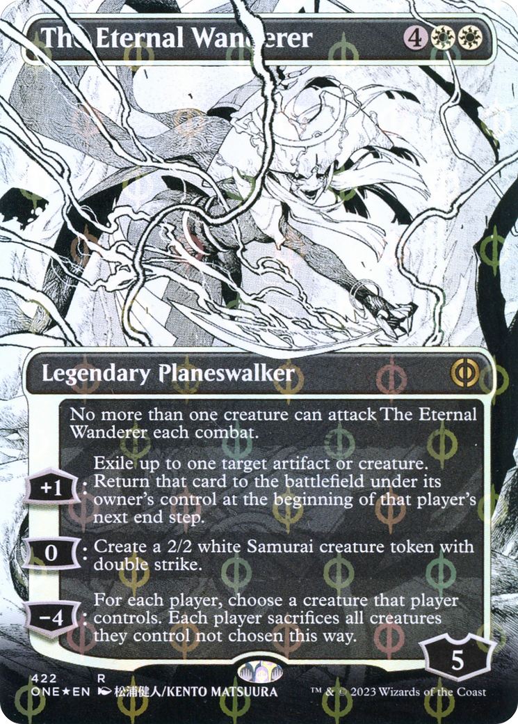 The Eternal Wanderer (Borderless Manga Step-and-Compleat Foil) [Phyrexia: All Will Be One] | D20 Games