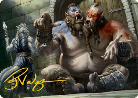 Ettin Art Card (Gold-Stamped Signature) [Dungeons & Dragons: Adventures in the Forgotten Realms Art Series] | D20 Games