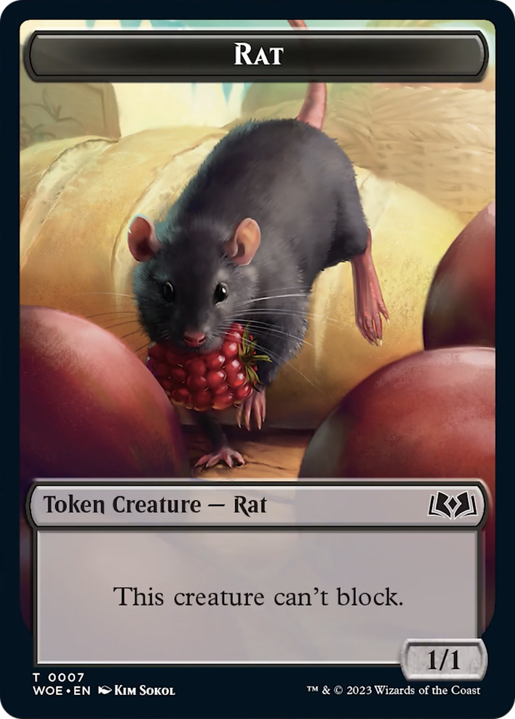 Rat // Food (0011) Double-Sided Token [Wilds of Eldraine Tokens] | D20 Games