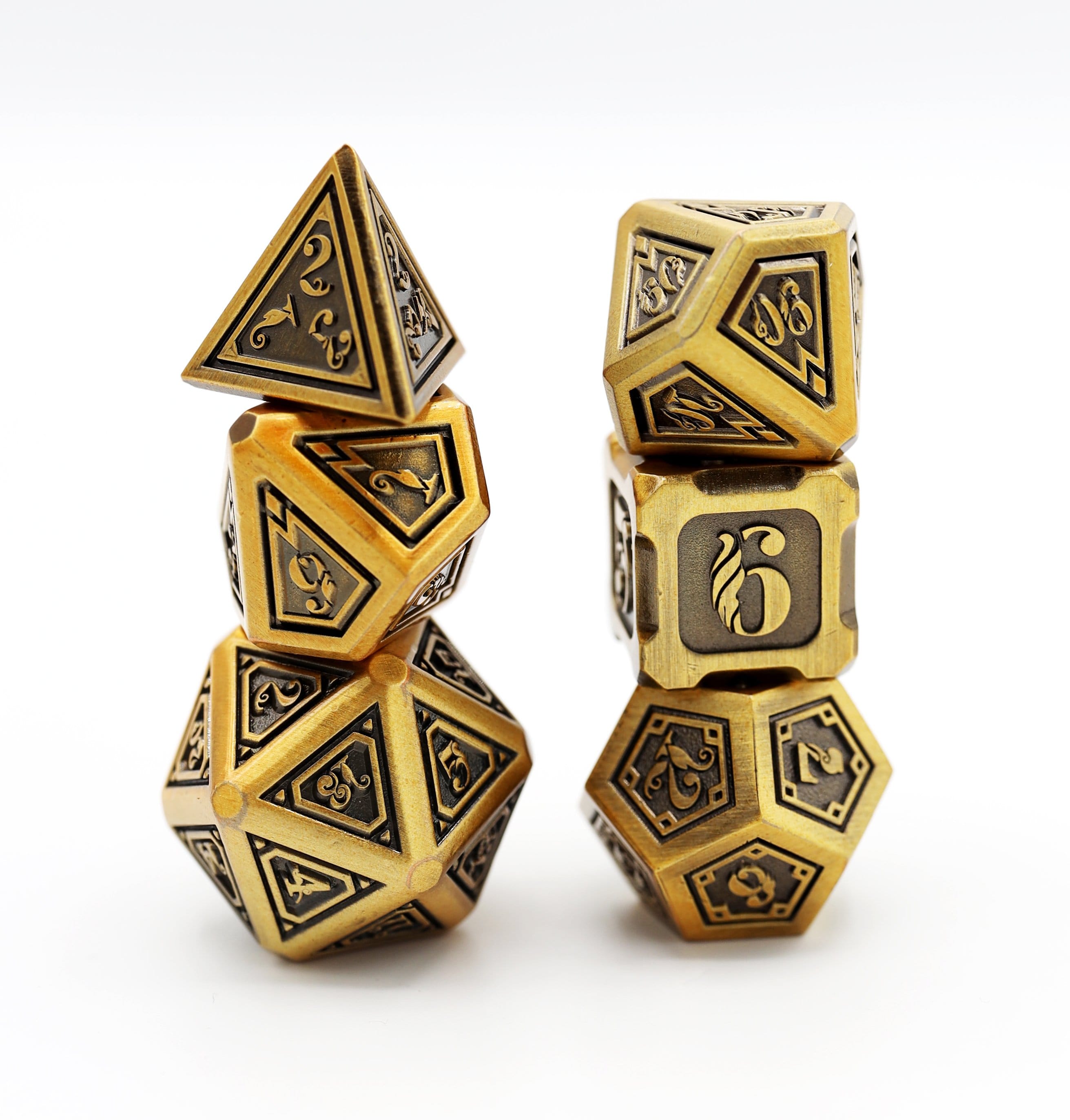 Alchemist Metals RPG Dice Set: Gold Metal Dice Foam Brain Games | D20 Games