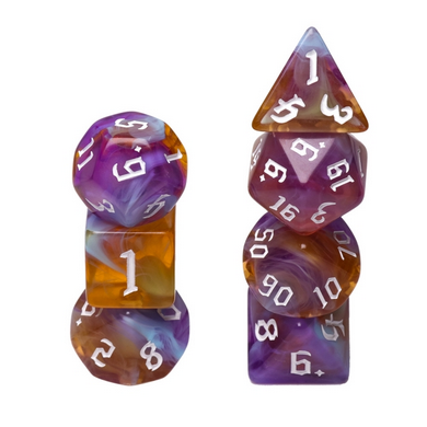Amethyst Sunset RPG Dice Set Plastic Dice Foam Brain Games | D20 Games