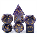 Amethyst With Embellishment- Gemstone Engraved With Gold Dice Set