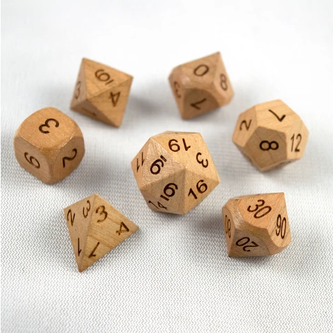 Black Cherry Heartwood RPG Wood Dice Set Wood Dice Foam Brain Games | D20 Games
