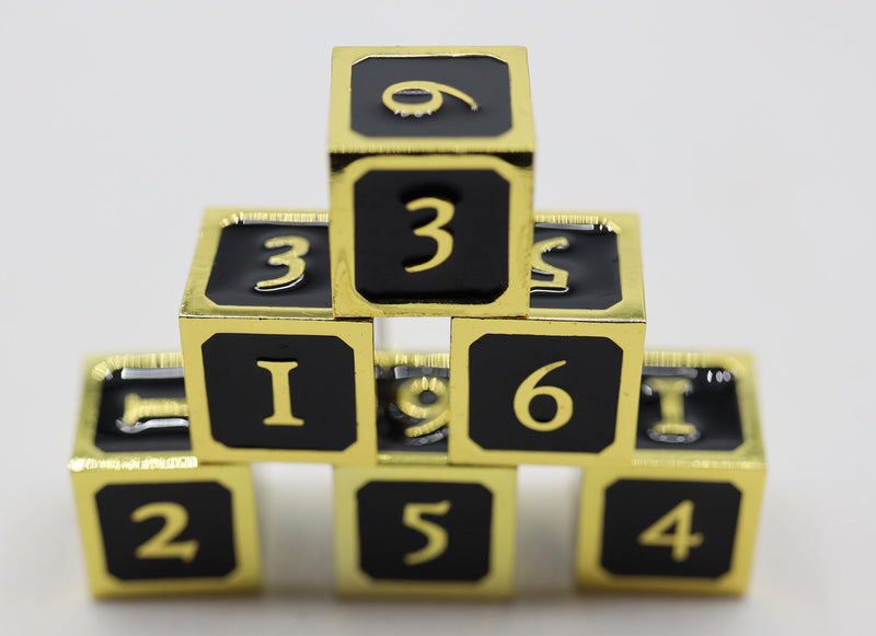 Black and Gold D6 Metal Dice Set Metal Dice Foam Brain Games