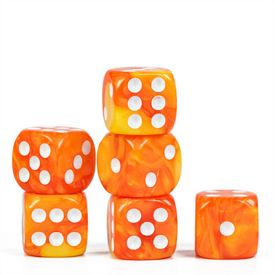 Blended Orange - 12 piece Pip D6's Plastic Dice Foam Brain Games