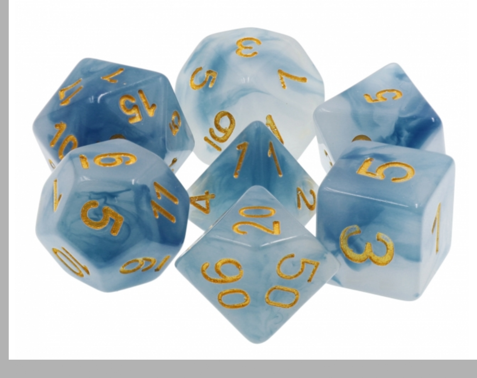 Blue Jade RPG Dice Set Plastic Dice Foam Brain Games | D20 Games