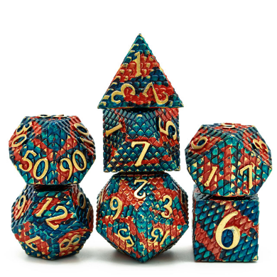 Blue-Fire Dragon Scale Dice Set