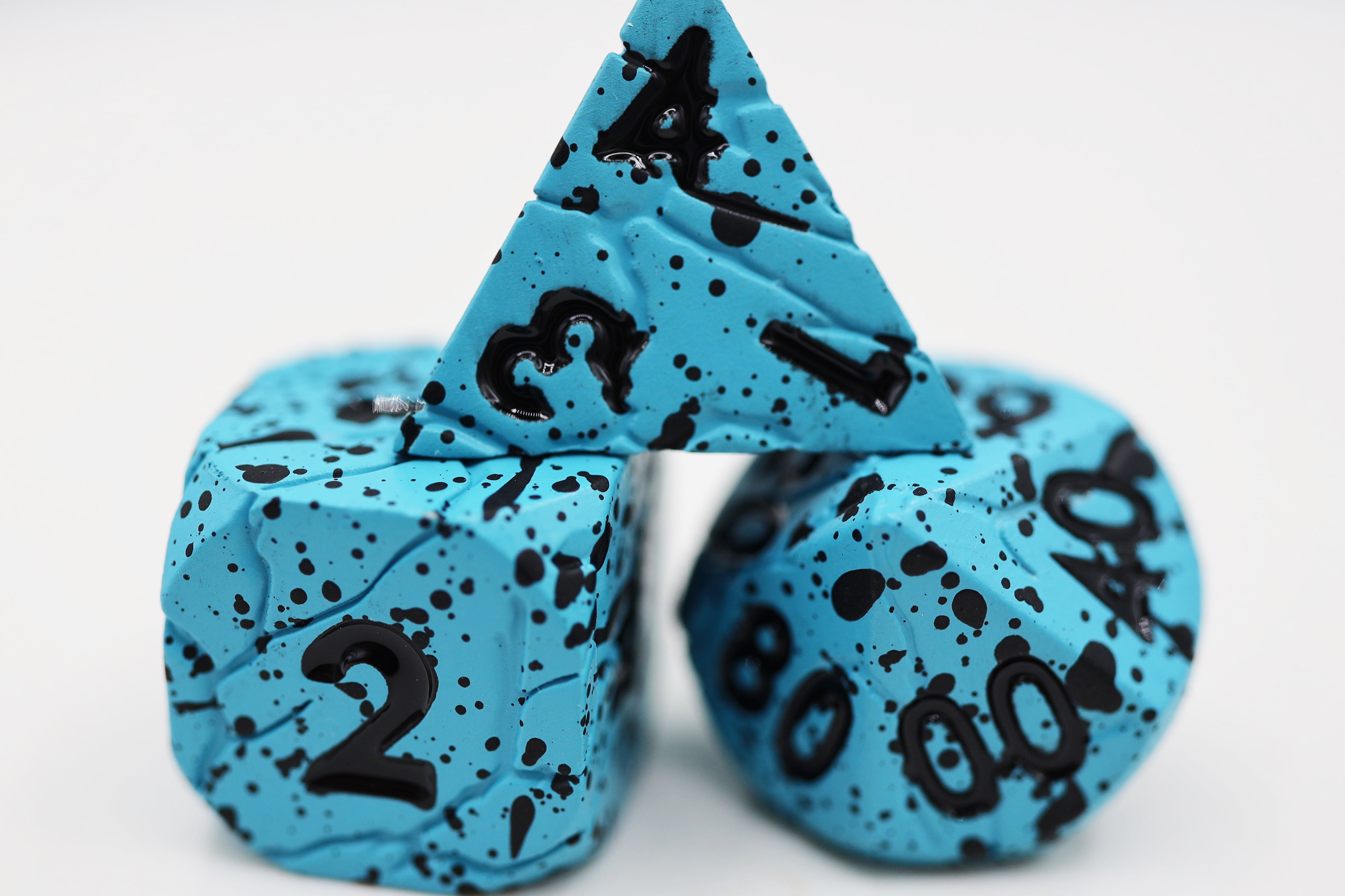 Blue Quarry Metal RPG Set Metal Dice Foam Brain Games | D20 Games