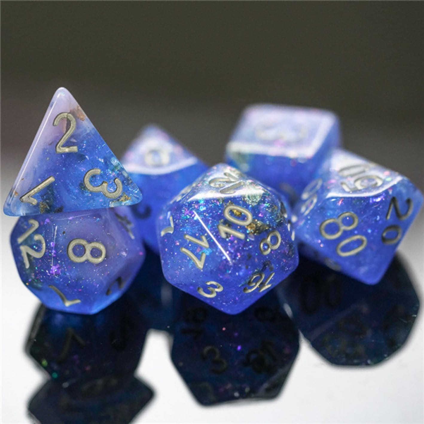 Blue & Pink Seabed Treasure Dice Set Plastic Dice Foam Brain Games | D20 Games