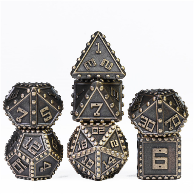 Bronze Brigandine Armor RPG Metal Dice Set Metal Dice Foam Brain Games | D20 Games