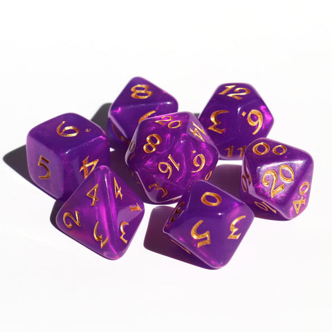 7 Piece RPG Set - Elessia Moonstone Calypso with Gold | D20 Games