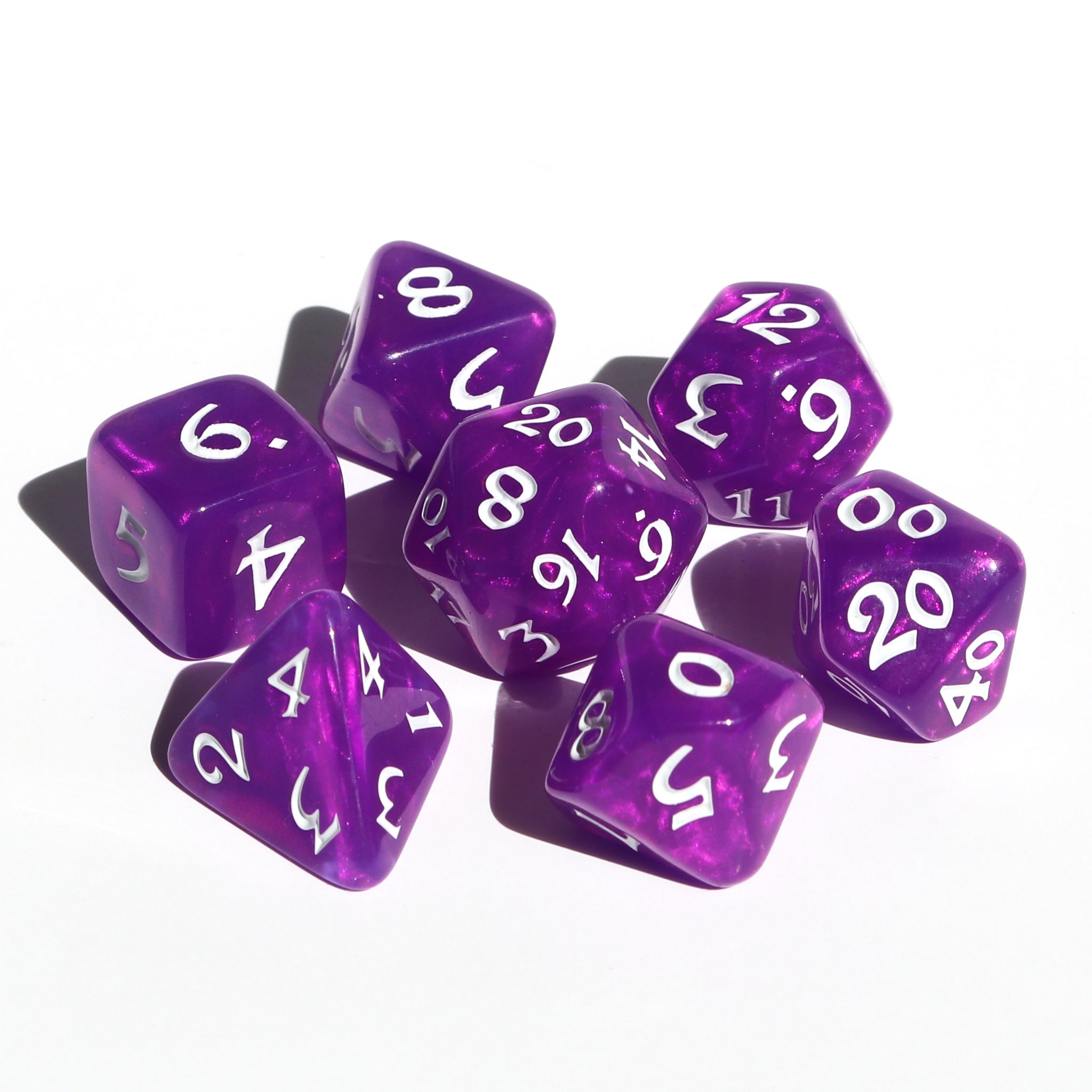 7 Piece RPG Set - Elessia Moonstone Calypso with White | D20 Games