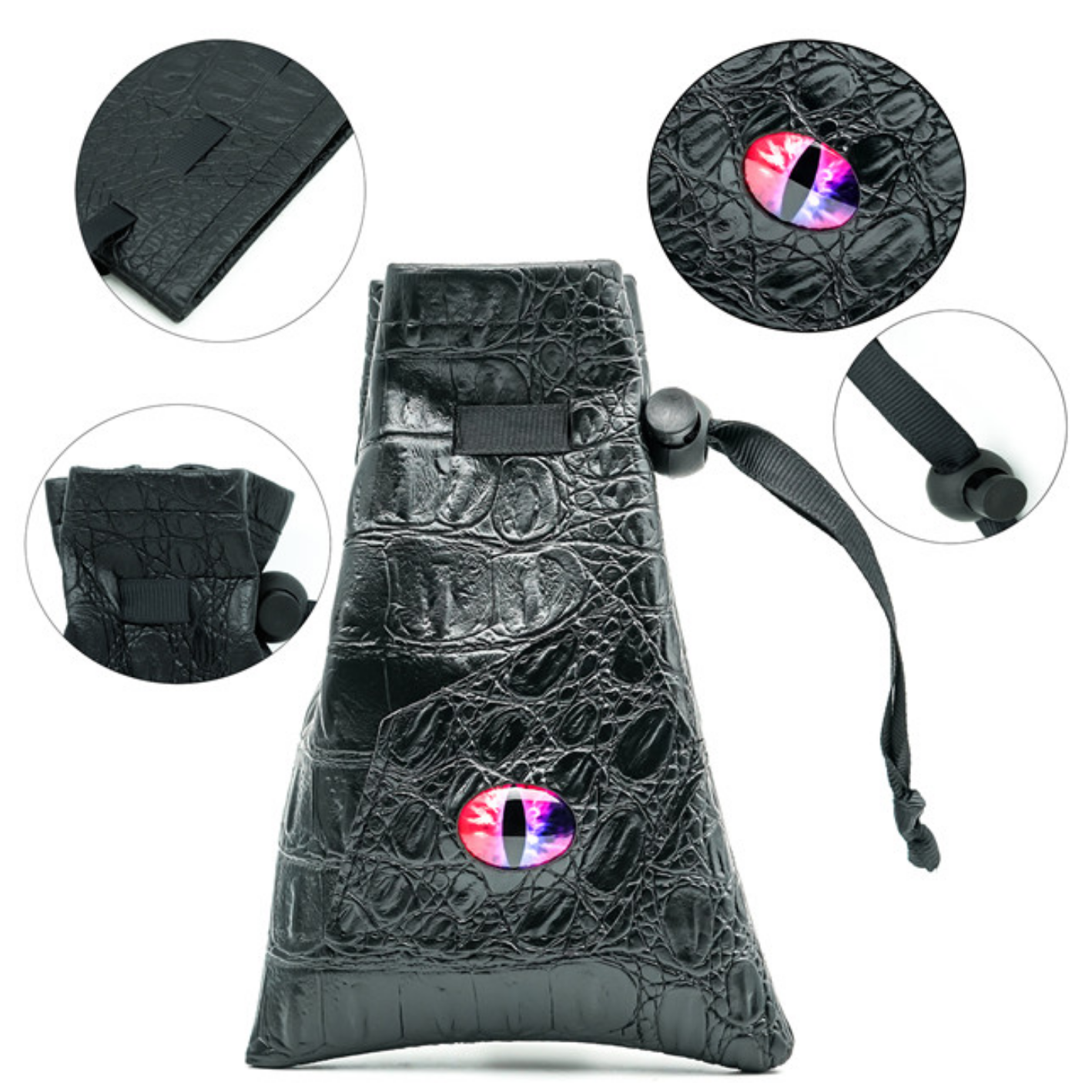 Black Leatherette Changeling Eye Dice Bag Dice Box Foam Brain Games | D20 Games