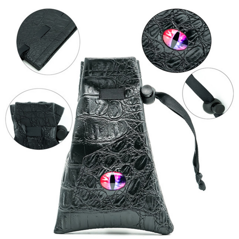 Black Leatherette Changeling Eye Dice Bag Dice Box Foam Brain Games