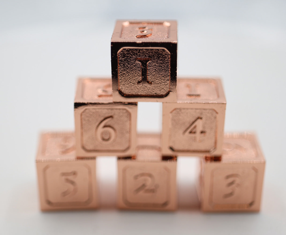 Copper D6 Metal Dice Set Metal Dice Foam Brain Games | D20 Games