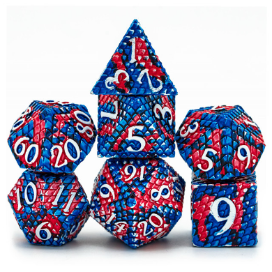 Coral Reef Dragon Scale RPG Metal Dice Set Metal Dice Foam Brain Games | D20 Games