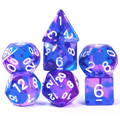 Crystal Dream RPG Dice Set Plastic Dice Foam Brain Games | D20 Games