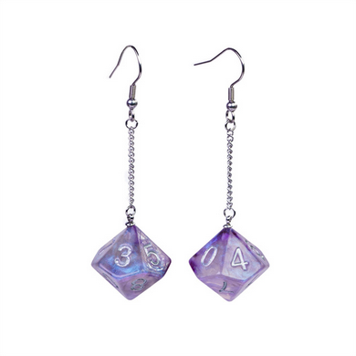 D10 Galaxy Earrings: Purple & Black  Foam Brain Games