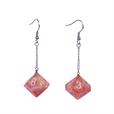 D10 Galaxy Earrings: Red & Orange  Foam Brain Games | D20 Games