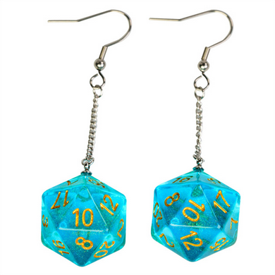 D20 Aurora Earrings: Cyan  Foam Brain Games | D20 Games