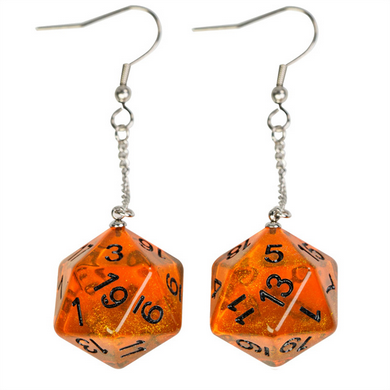 D20 Aurora Earrings: Orange  Foam Brain Games