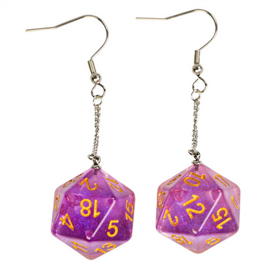D20 Aurora Earrings: Purple  Foam Brain Games