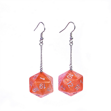 D20 Galaxy Earrings: Red & Orange  Foam Brain Games