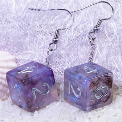 D6 Galaxy Earrings: Purple & Black  Foam Brain Games