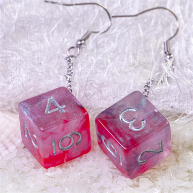 D6 Galaxy Earrings: Purple & Red  Foam Brain Games