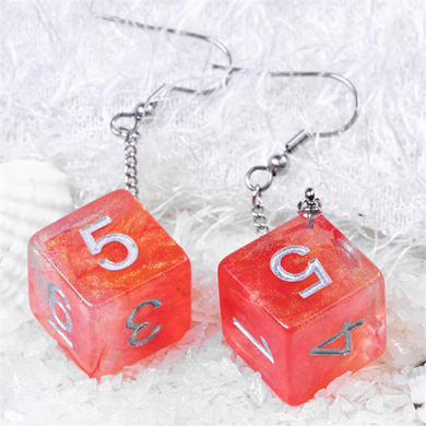 D6 Galaxy Earrings: Red & Orange  Foam Brain Games | D20 Games