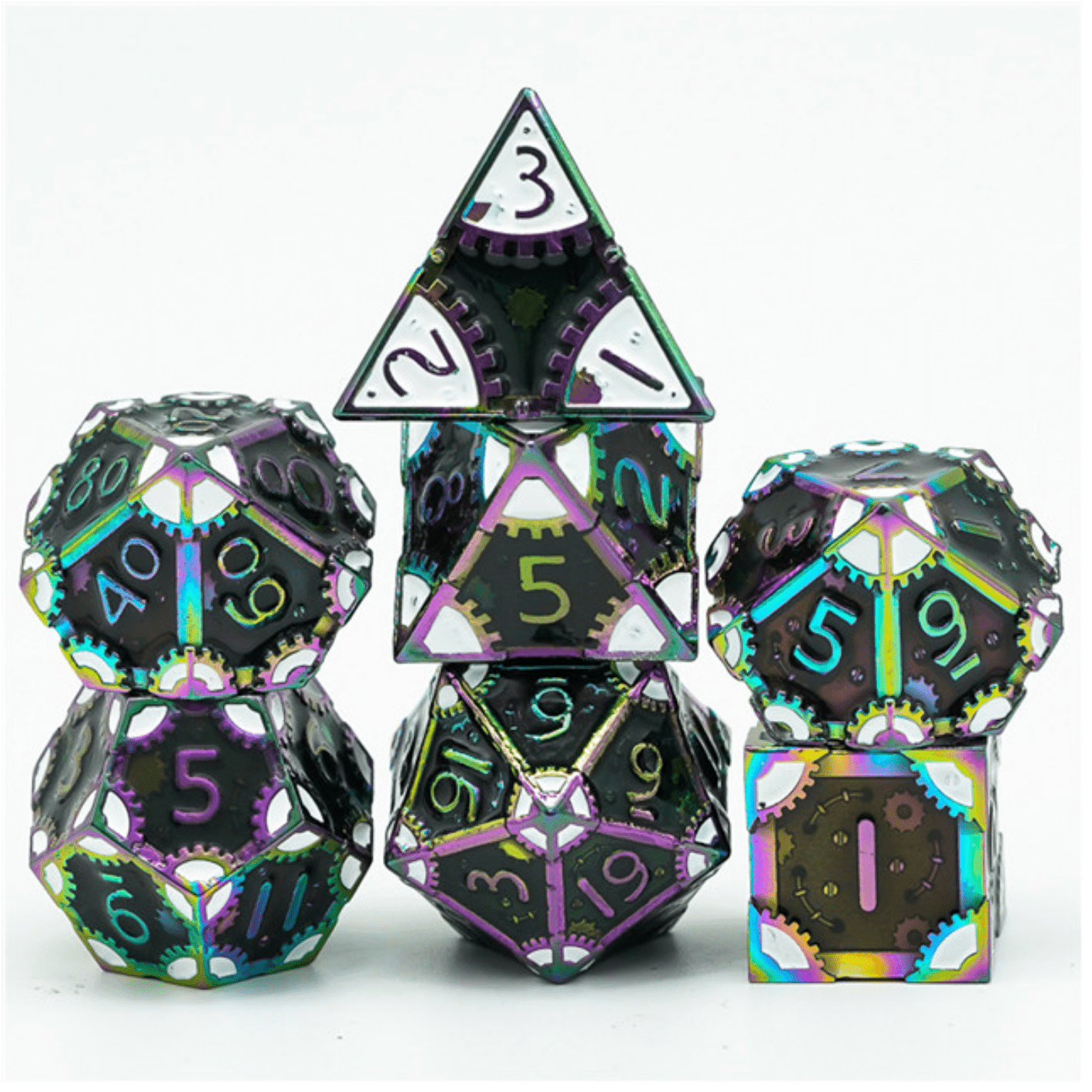 SteamPunk Dark Lord RPG Metal Dice Set Metal Dice Foam Brain Games | D20 Games