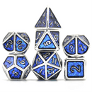 Electric Blue RPG Dice Set Metal Dice Foam Brain Games