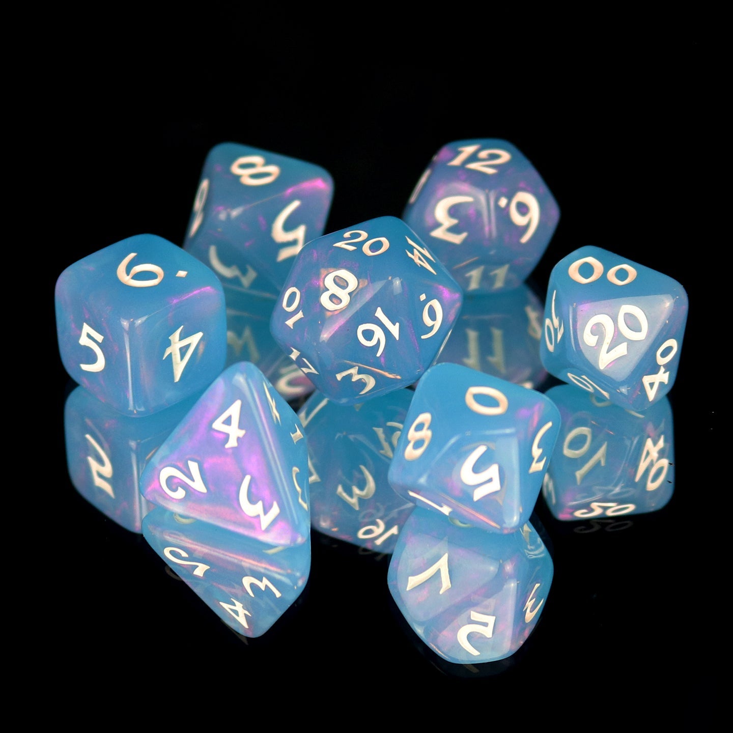 Elessia Moonstone Rumara with White RPG Dice Set | D20 Games