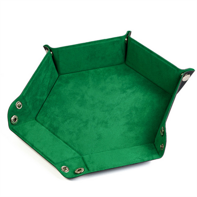 Leatherette & Velvet Dice Tray (Emerald Hex) Dice Tray Foam Brain Games | D20 Games