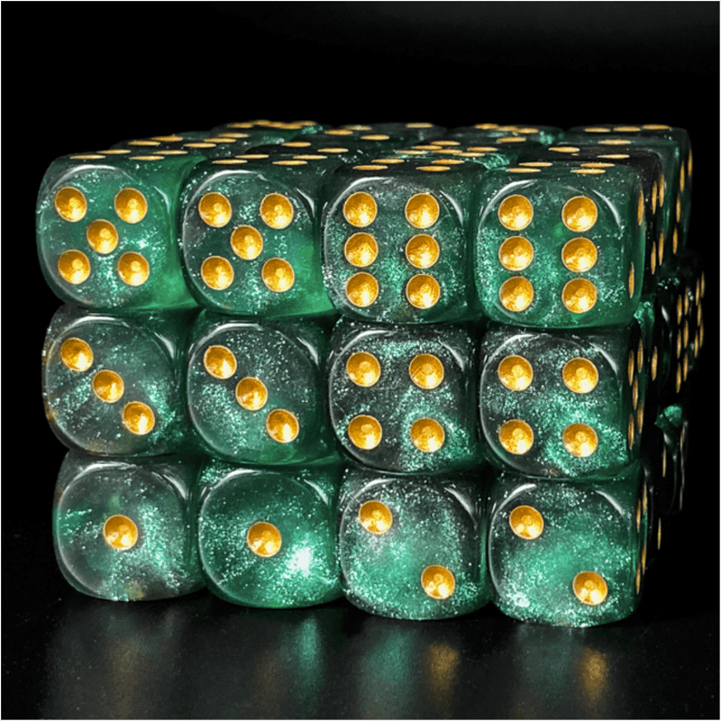Evergreen Forest - 12 piece Pip D6's Plastic Dice Foam Brain Games