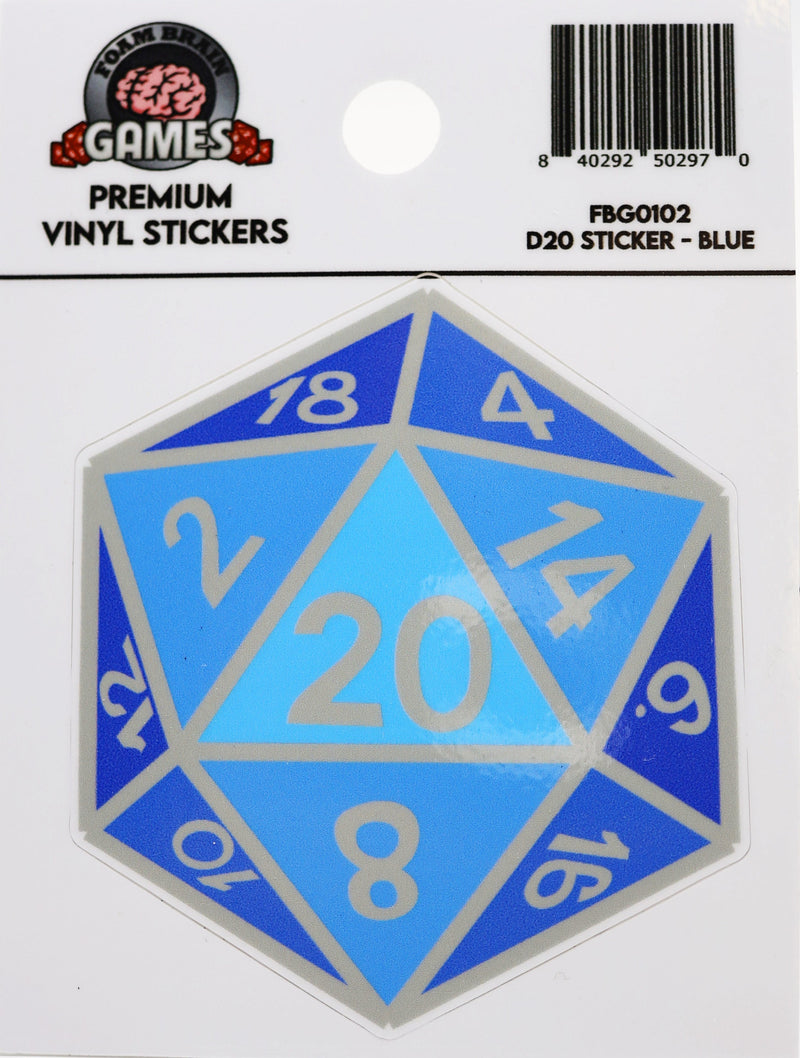 D20 Sticker: Blue Stickers Foam Brain Games