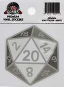 D20 Sticker: White Stickers Foam Brain Games
