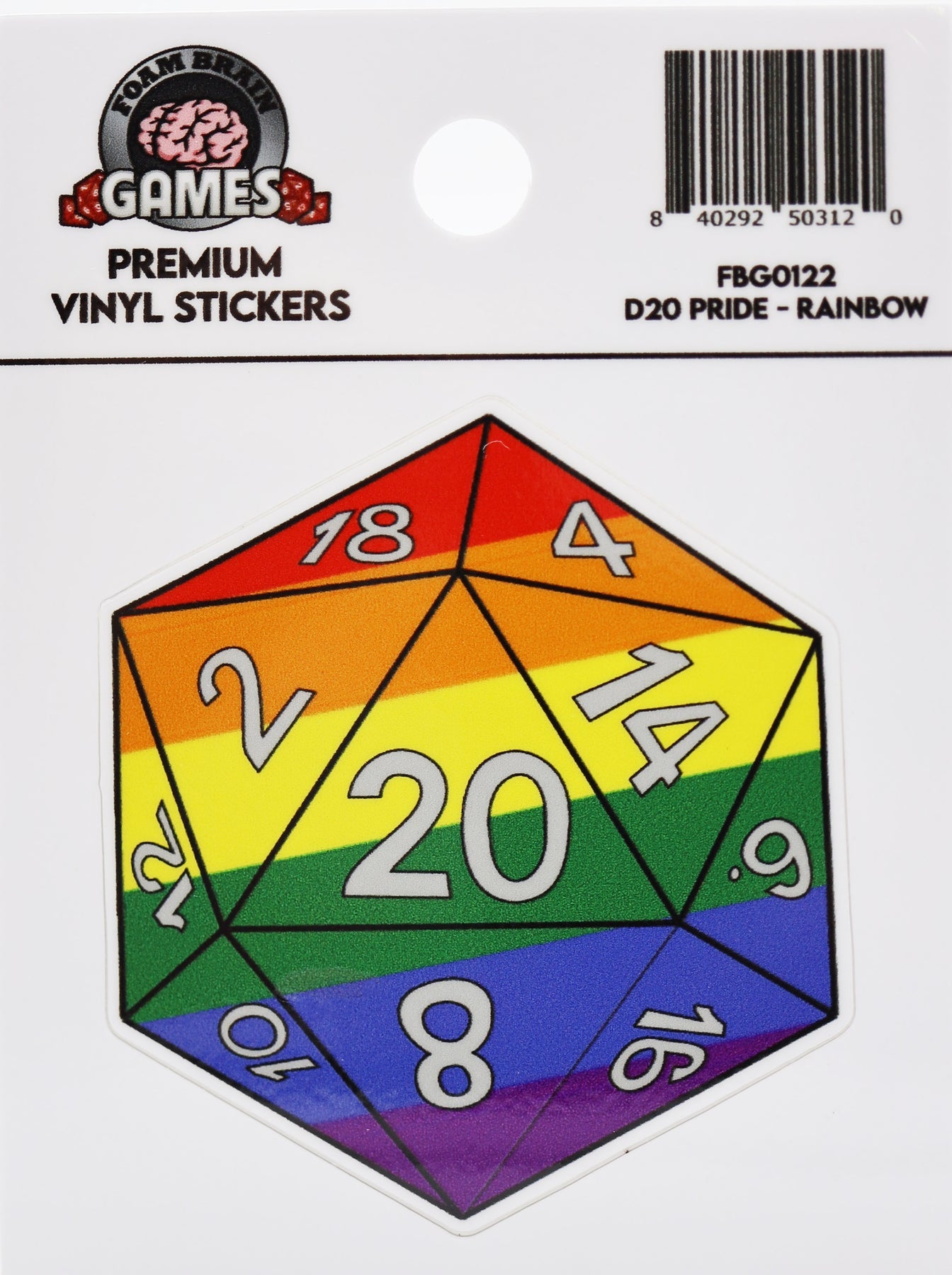 Premium Vinyl Stickers D20 Pride - Rainbow | D20 Games