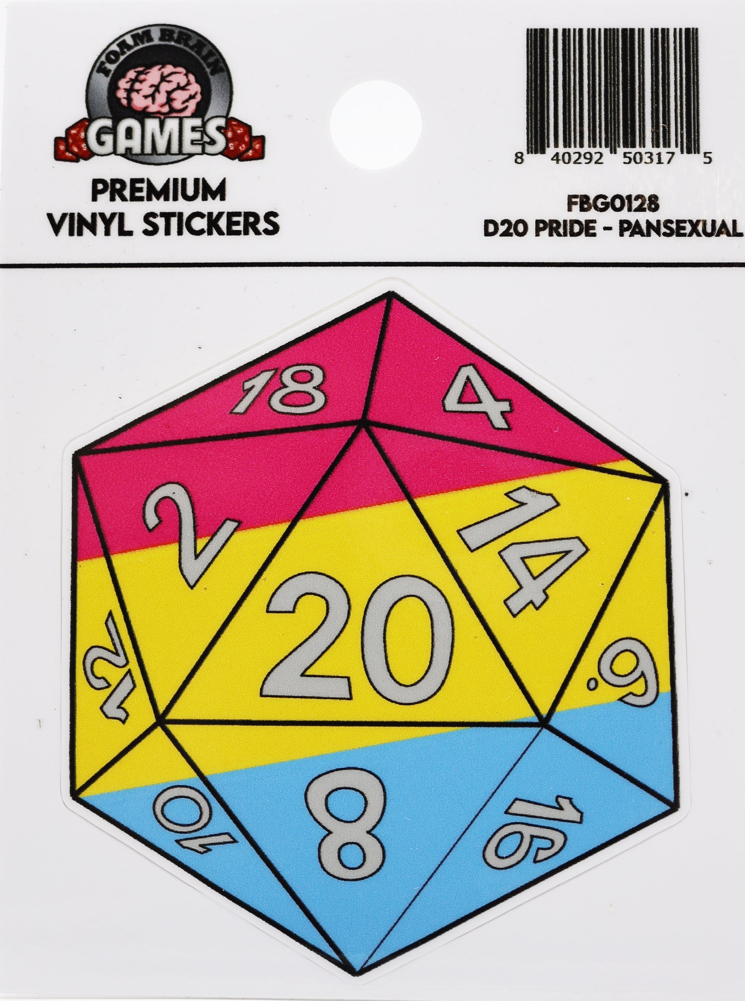 D20 Sticker: Pansexual Pride Stickers Foam Brain Games | D20 Games