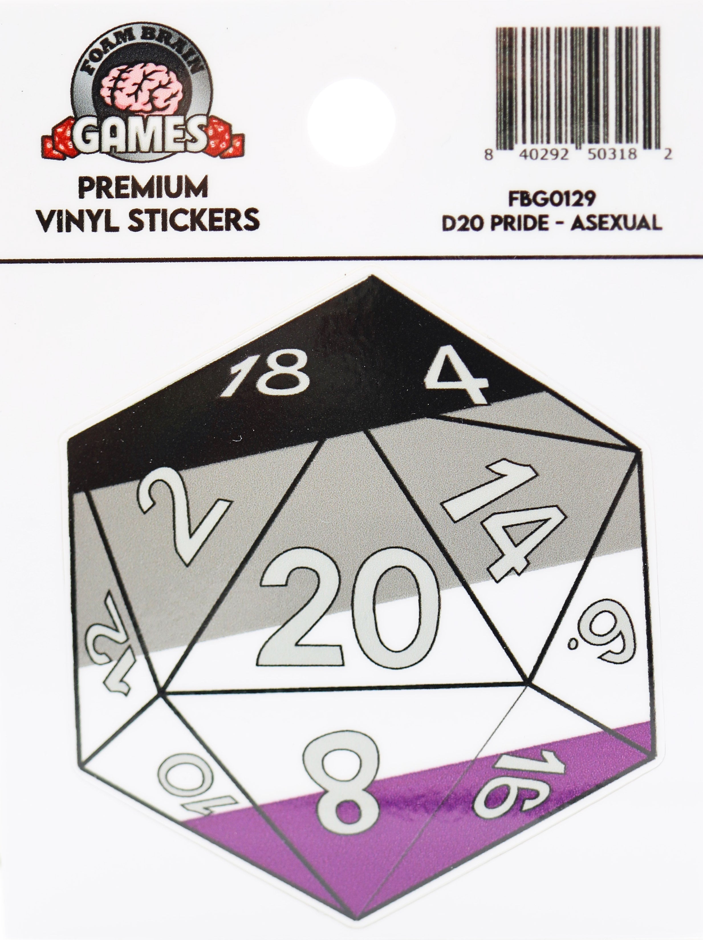 D20 Sticker: Asexual Pride Stickers Foam Brain Games | D20 Games