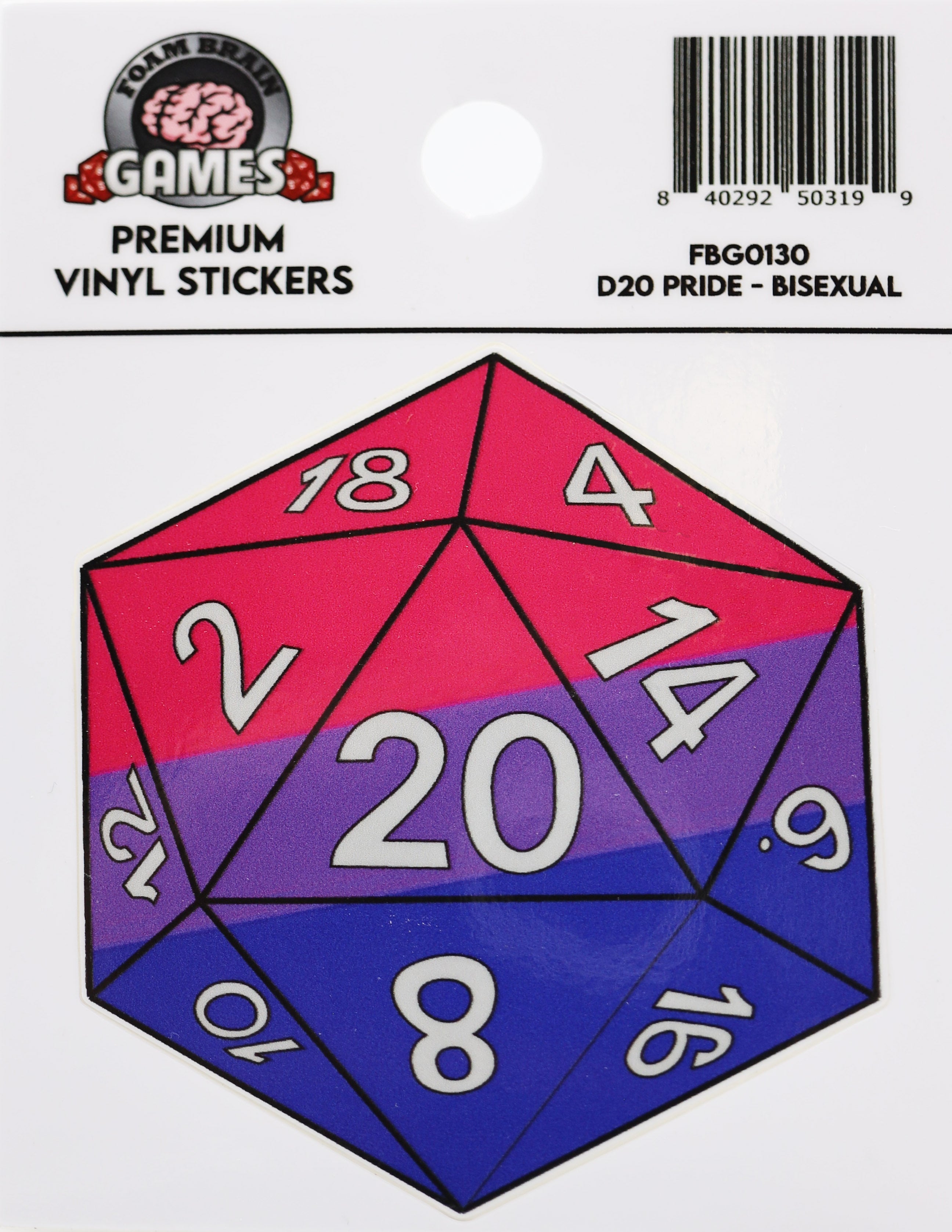D20 Sticker: Bisexual Pride Stickers Foam Brain Games | D20 Games